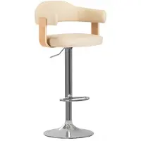 The Living Store Tabouret de bar 2 pcs. Crème Bois courbé et similicuir