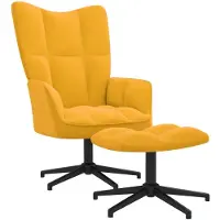 vidaXL Fauteuil relax avec pouf jaune moutarde velours