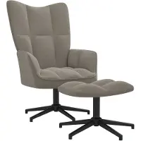 vidaXL Fauteuil relax avec pouf gris clair velours
