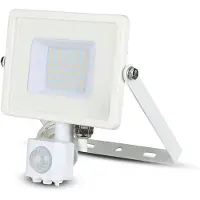 V-TAC Projecteur LED rotatif avec capteur PIR - Samsung - IP65 - blanc - 30W - 2400 lumens - 6400K - 5 ans