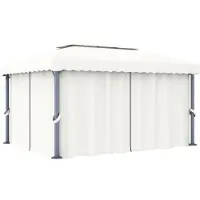 vidaXL Pavillon avec rideau 4x3 m blanc crème aluminium