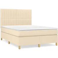 vidaXL Lit boxspring avec matelas Crème 140x190 cm Tissu