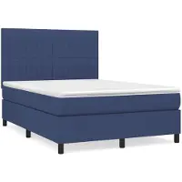 vidaXL Lit boxspring avec matelas bleu 140x190 cm Tissu