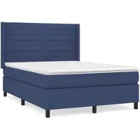 vidaXL Lit boxspring avec matelas bleu 140x190 cm Tissu
