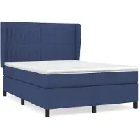 vidaXL Lit boxspring avec matelas bleu 140x200 cm Tissu