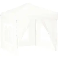 vidaXL Tente de réception pliable avec parois latérales Blanc 2x2 m