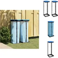 vidaXL Support pour sacs poubelle 2 pcs. noir et bleu 120 L PP - Poubelles & poubelles