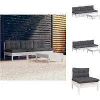 vidaXL Ensemble salon de jardin 4 pièces avec coussins anthracite bois de pin - Ensembles de meubles de jardin