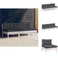 vidaXL Canapé de jardin 3 places avec coussin anthracite pin massif - Canapés de jardin