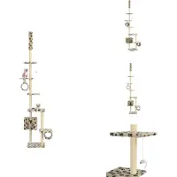 vidaXL Arbre à chat avec griffoirs en sisal 260 cm Beige Motif pattes - Arbres à chats