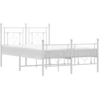 vidaXL Cadre de lit avec tête et pied de lit en métal blanc 120x190 cm