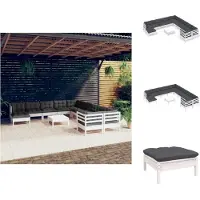 vidaXL Ensemble salon de jardin 12 pièces avec coussins blanc pin - Ensembles de meubles de jardin