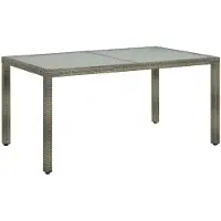 vidaXL Table de jardin 150x90x75 cm verre dur et poly rotin gris