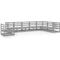 vidaXL Ensemble salon de jardin 8 pièces gris pin massif