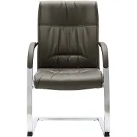 The Living Store Chaise de bureau à piétement luge Gris Similicuir