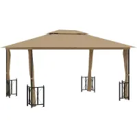 vidaXL Tonnelle avec parois et toit double 3x4 m Taupe