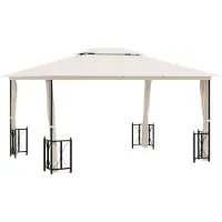 vidaXL Pavillon avec parois latérales & double toit 3x4 m Crème
