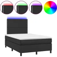 vidaXL Lit Boxspring avec matelas & LED Noir 120x200 cm Similicuir
