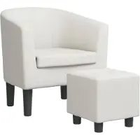 vidaXL Fauteuil avec repose-pied blanc similicuir