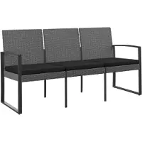 vidaXL Banc de jardin 3 places avec coussins Gris foncé Rotin PP