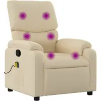 vidaXL Fauteuil de massage Crème Tissu