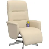 vidaXL Fauteuil de massage avec repose-pieds Crème Tissu