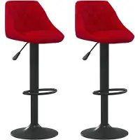 The Living Store Tabouret de bar 2 pcs. Velours rouge vin