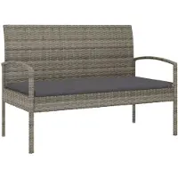 vidaXL Banc de jardin avec coussins Gris 105 cm Poly rotin