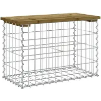 vidaXL Banc de jardin en gabions 63x31,5x42 cm Bois de pin imprégné