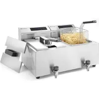 Hendi Friteuse Profi Line digitale- avec robinet de vidange 2 x 8 l, Profi Line, 16L, 230V/7000W, 605x515x(H)350mm
