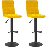 The Living Store Tabouret de bar 2 pcs. Velours jaune moutarde