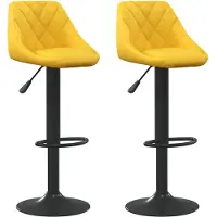 The Living Store Tabouret de bar 2 pcs. Velours jaune moutarde