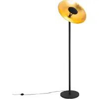 QAZQA Lampadaire industriel noir avec intérieur doré 60 cm - Magnax