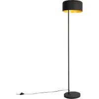 QAZQA Lampadaire rétro noir avec intérieur doré - Jinte