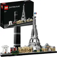 LEGO 21044 Architecture Paris, kit de construction avec tour Eiffel et maquette du Louvre