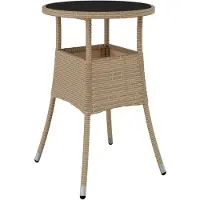 vidaXL Gartentisch Ø60x75 cm Hartglas et Poly Rattan Beige