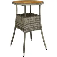 vidaXL Table de jardin Ø60x75 cm acacia et poly rotin gris