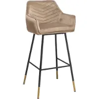 Livin24 Bronx71 Tabouret de bar en velours Fiona 65 - 78 cm taupe