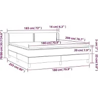 vidaXL Lit boxspring avec matelas gris clair 180x200 cm Tissu