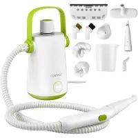 Costway Nettoyeur à vapeur Portable 3 Bar, Nettoyeur à vapeur manuel avec réservoir d'eau de 300ml, tuyau de 116cm, 3m de câble & 10 accessoires, Vert