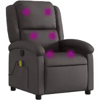 vidaXL Fauteuil de massage brun foncé cuir véritable