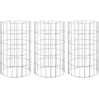 vidaXL Gabion lits surélevés 3 pcs. Rond Acier galvanisé Ø30x50 cm