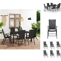 vidaXL Ensemble à manger de jardin 7 pcs noir