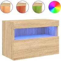 vidaXL Armoire TV murale avec lampes LED Chêne Sonoma 60x30x40 cm