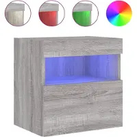 vidaXL Armoire TV murale avec lampes LED Gris Sonoma 40x30x40 cm