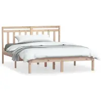 vidaXL Lit en bois massif 135x190 cm