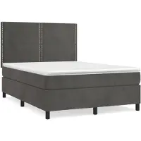 vidaXL Lit boxspring avec matelas gris foncé 140x190 cm velours