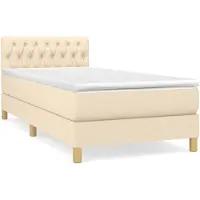 vidaXL Lit boxspring avec matelas Crème 80x200 cm Tissu