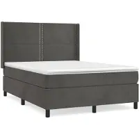 vidaXL Lit boxspring avec matelas gris foncé 140x200 cm velours
