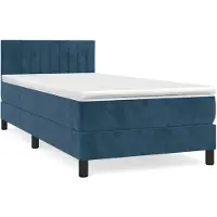 vidaXL Lit boxspring avec matelas bleu foncé 90x200 cm velours